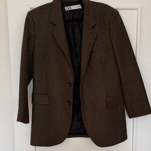 Zara Tweed Brown Blazer